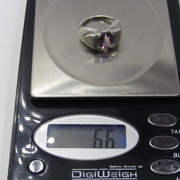 Size 6 Sterling Amethyst & Shell Unique Band Ring - Picture 8 of 8